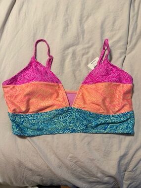 No Boundaries Paisley Colorblock Bralette - Pink, Orange & Blue